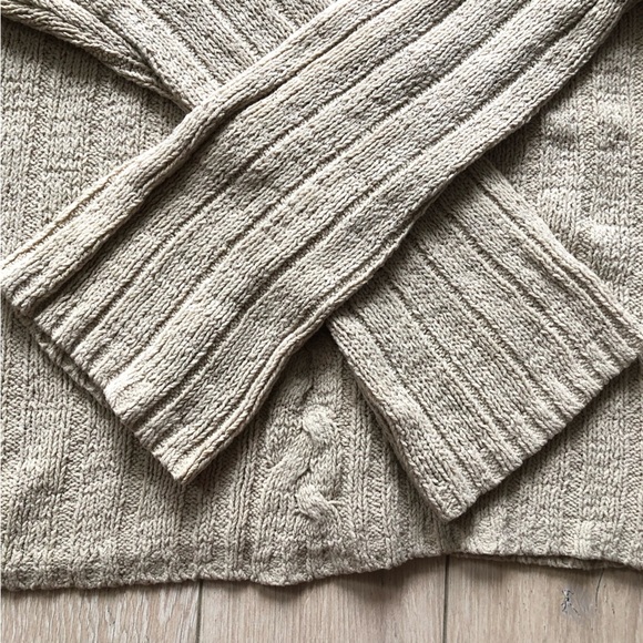 Y2K Flare Sleeve V Neck Cable Knit Sweater in Beige - Picture 6 of 7